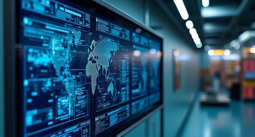 Digitalt dashboard som viser AI-optimalisert forsyningskjede